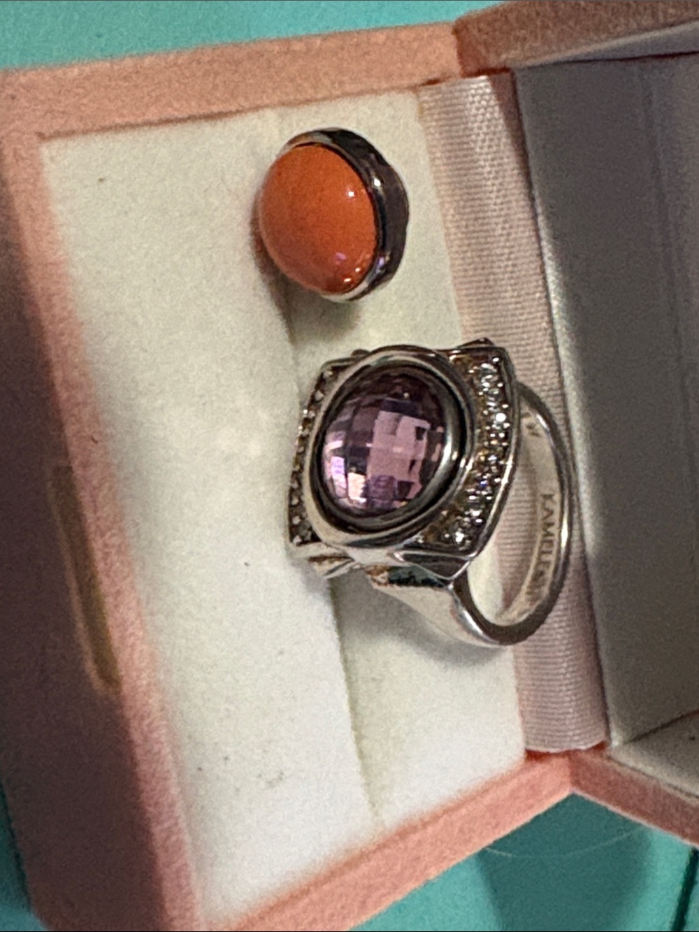 Sterling Silver Kameleon Brand Jewel Pop Ring wPurple faceted Ring Sz 6 - 22A.